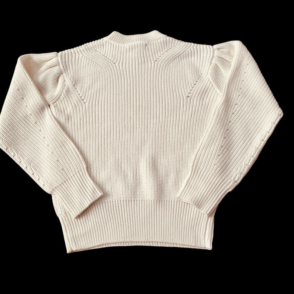 Anthropologie English Factory Women’s Ivory Ribbed Preppy Puff Sleeve Sweater XS - Picture 2 of 16